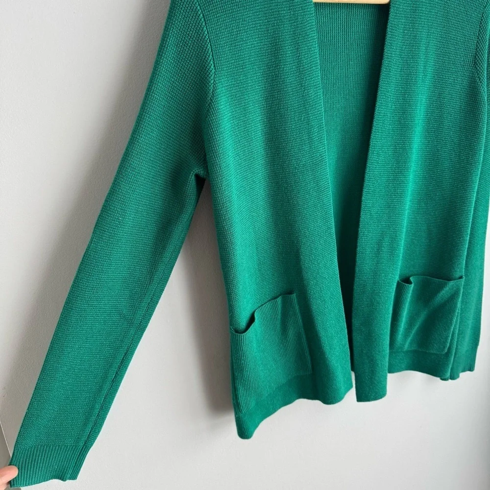Cyrus Open Front Knit Cardigan Sz S Deep Kelly Green Sweater Classic Capsule EUC - Picture 5 of 11